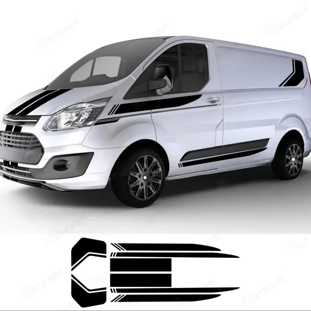 Autoaufkleber, für Ford Transit Tourneo Custom MK7 MK8 MK9 Sportstreifen Wraps Kit Van Vinyl Dekor Aufkleber Tuning Autozubehör von DAQIFCBO