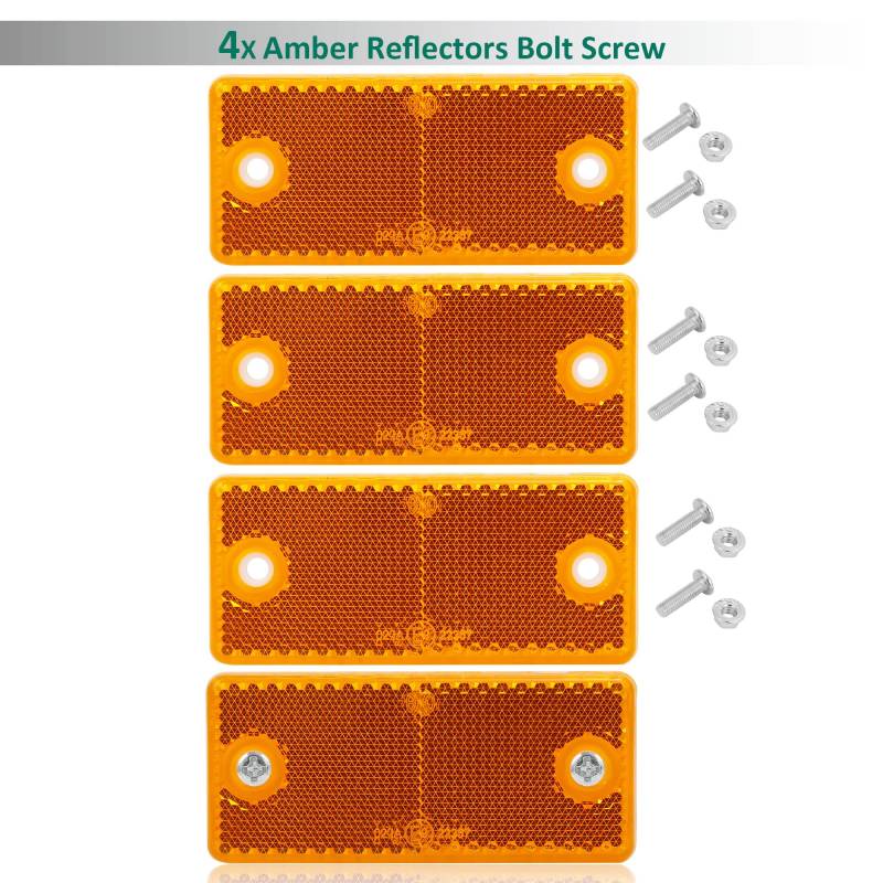 DARKGUARD Anhänger Rechteckige Reflektoren Anschrauben Orange Eckige ReflektorAnschrauben Rückstrahler für Traktor Anhänger Katzenauge mit E9-Prüfzeichen 90x40x8mm (Orange- Eckige-Anschrauben-4Stück) von DARKGUARD