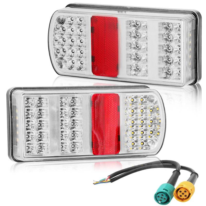 DARKGUARD Rückleuchten Anhänger Satz Led 12v,Wasserdicht 2pcs Rücklicht Heckleuchten Anhänger Led mit Nebelscheinwerfer Rückfahrscheinwerfer mit 2x 5poliger Bajonettverbindung E4 Prüfzeichen 7Funktion von DARKGUARD