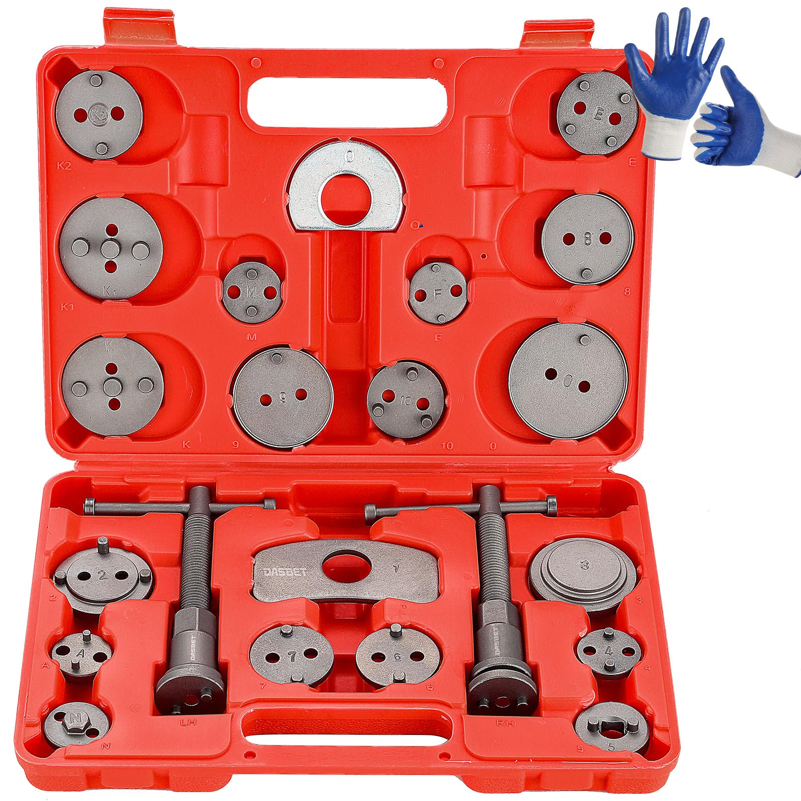 DASBET 24-teiliges Universal-Set für Scheibenbremsen, Kolben, Kompressor, für Autos Universal Bremskolbenrücksteller Set Bremssattel Kolben Wind Zurück Tool Kit von DASBET