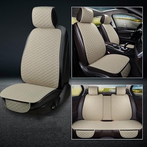 DASHENGFANG Auto Sitzbezüge-Set, für V-W ID. Buzz ID Atmungsaktiv Schonbezüge Autositz Sitzschoner,Set Auto-Schonbezüge für Fahrersitz & Beifahrer,5-seat Full Set Beige von DASHENGFANG