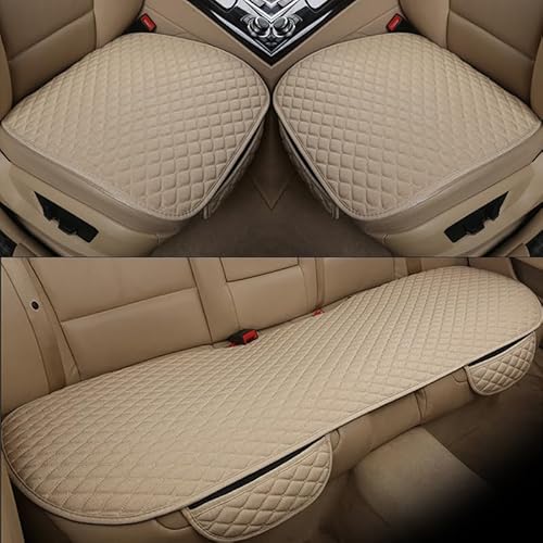 DASHENGFANG Auto Sitzbezüge-Set, für VW Golf GTD 6 Golf 7 GTI Atmungsaktiv Schonbezüge Autositz Sitzschoner,Set Auto-Schonbezüge für Fahrersitz & Beifahrer,Front Row + Back Row 3pcs Beige von DASHENGFANG