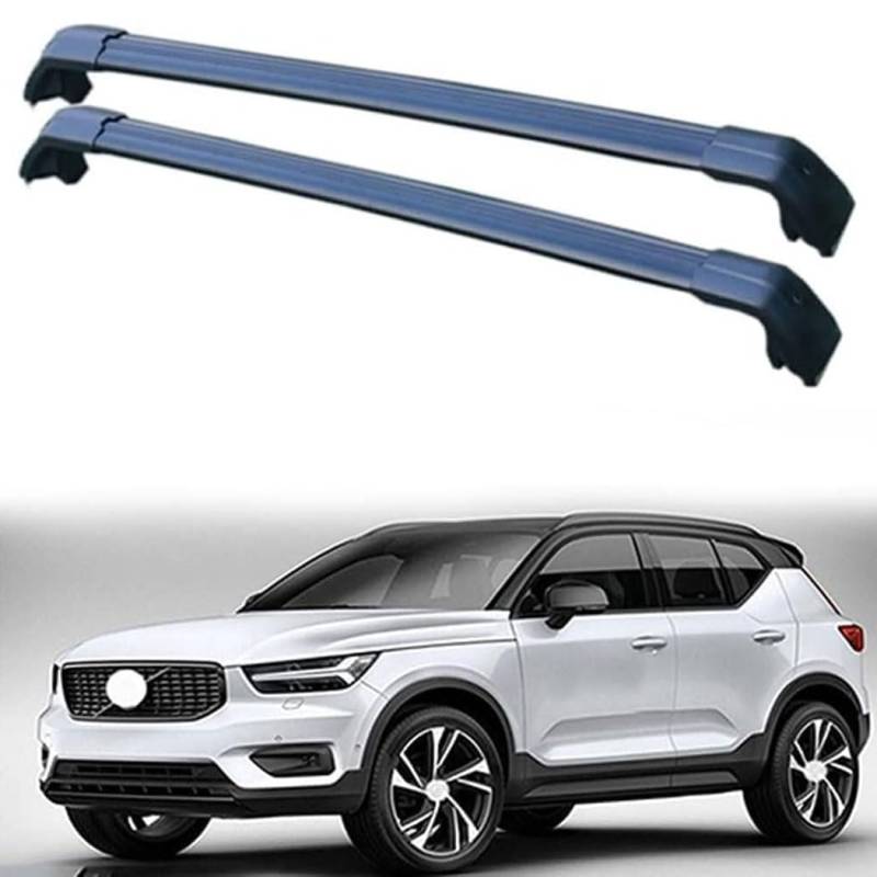 Auto Aluminium Dachträger für Volvo XC40 2017-2023 (536), 2Stück Dachgepäckträger RelingträGer Gepäcktransport Reisen Lastenträger Zubehör,A/Black von DASTOP