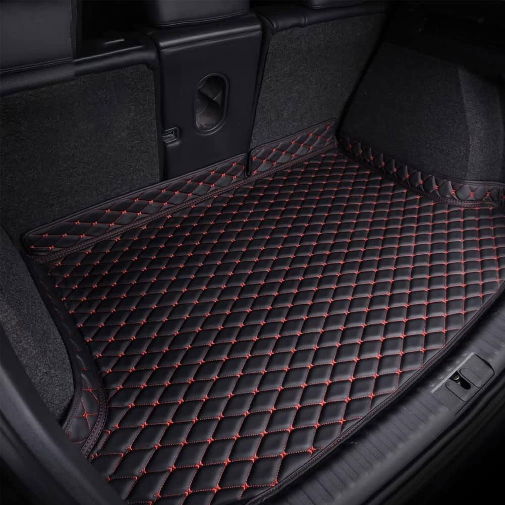 Auto Leder Kofferraummatte für Peugeot 2008 2020-2024, Kofferraum Laderaummatte Wasserdicht Kratzfest Kofferraumwanne Schutzmatte ZubehöR,C/Black~red von DASTOP