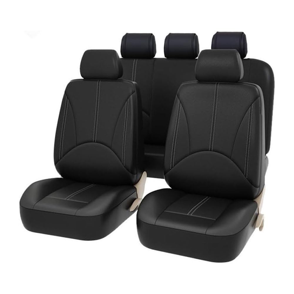 DASTOP Auto Sitzbezüge Set für Hyundai Santa Fe HEV 2021, PU Leder Autositzbezug Schonbezüge Wasserdicht Atmungsaktiv Sitzschoner Zubehör,A/Black von DASTOP