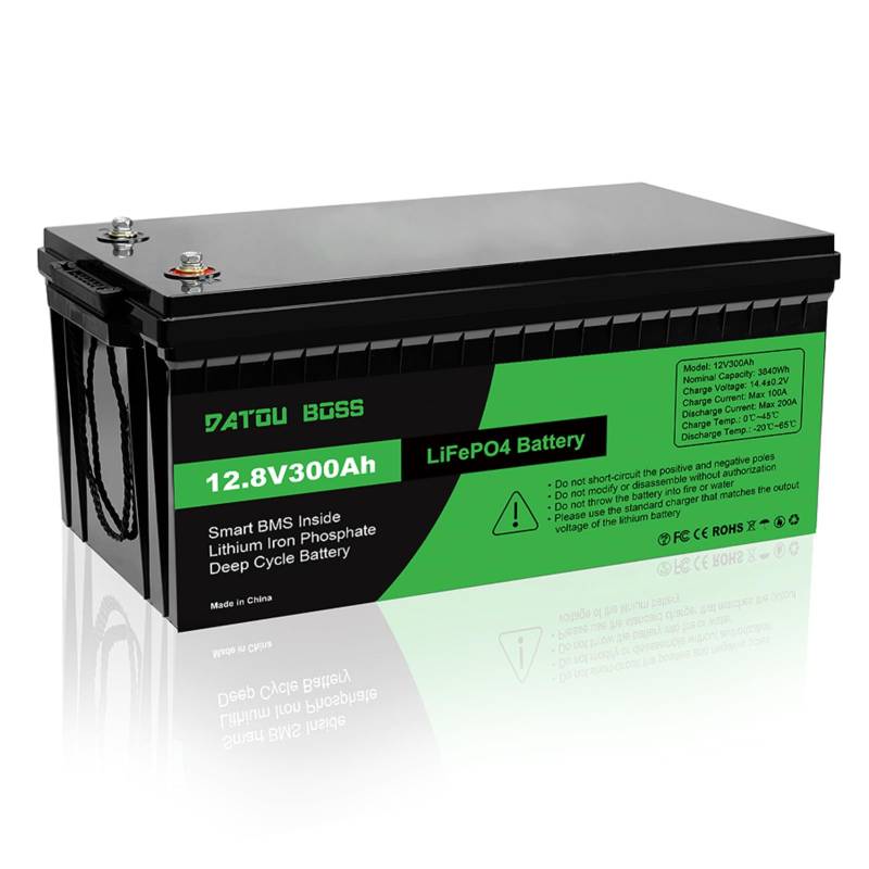 DATOUBOSS 12V 300Ah LiFePO4 Batterie, 3840Wh Lithium Akku mit Verbessertes 200A BMS, 10000-15000 Tiefe Zyklen, Unterstützung in Serie/Parallelschaltung, für Wohnmobil, Solarpanel, Marine, Haushalt von DATOUBOSS