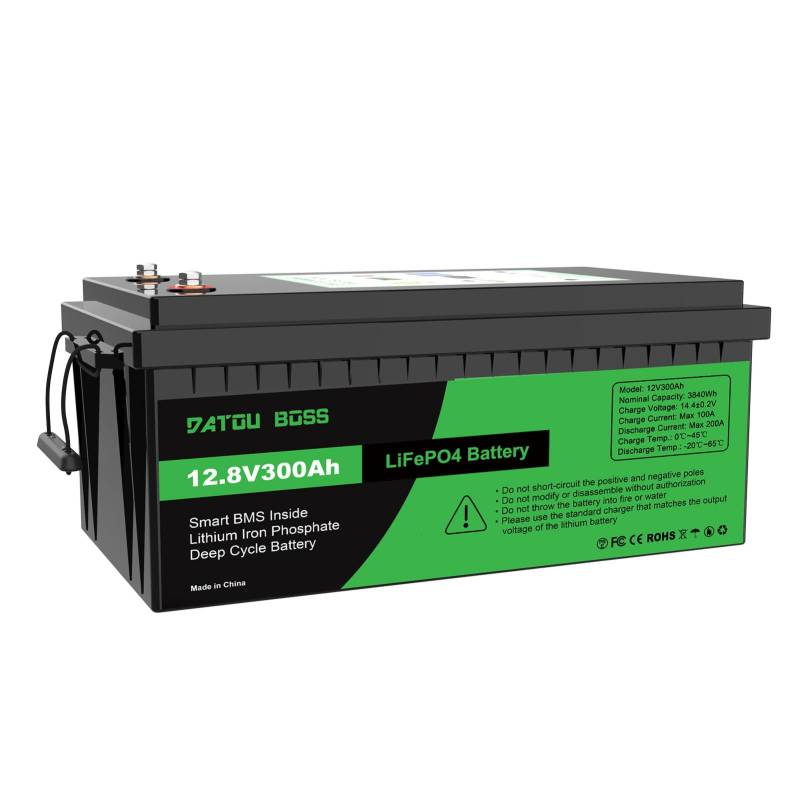 DATOUBOSS 12V 300Ah LiFePO4 Batterie Integriertes 200A BMS 8000+Zyklen Deep Cycle Lithium Akku MAX 3840W Leistung Unterstützung in Serie/Parallelschaltung,Perfekt für Solar, Wohnmobil, Off-Grid. von DATOUBOSS