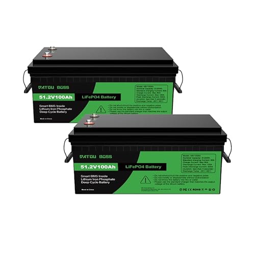 DATOUBOSS 48V 100Ah LiFePO4 Batterie, 5120Wh Lithium Akku mit Verbessertes 100A BMS, 5000-15000 Tiefe Zyklen, Unterstützung in Parallelschaltung, für Golfwagen, Wohnmobile, Solaranlage, Camping, 2Pack von DATOUBOSS