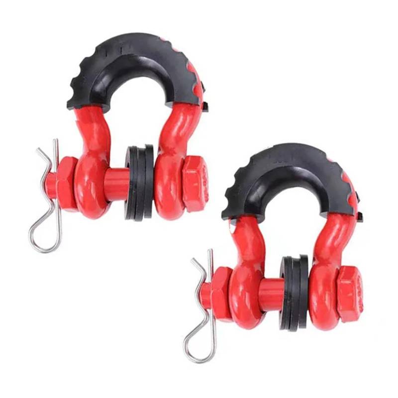 2 Stück 13T/28660lbs D-Ring-Ankerschäkel Für Geländewagen 5/8" 18mm Abschleppausrüstung Anhängerkupplung(Rot) von DATOUJLS