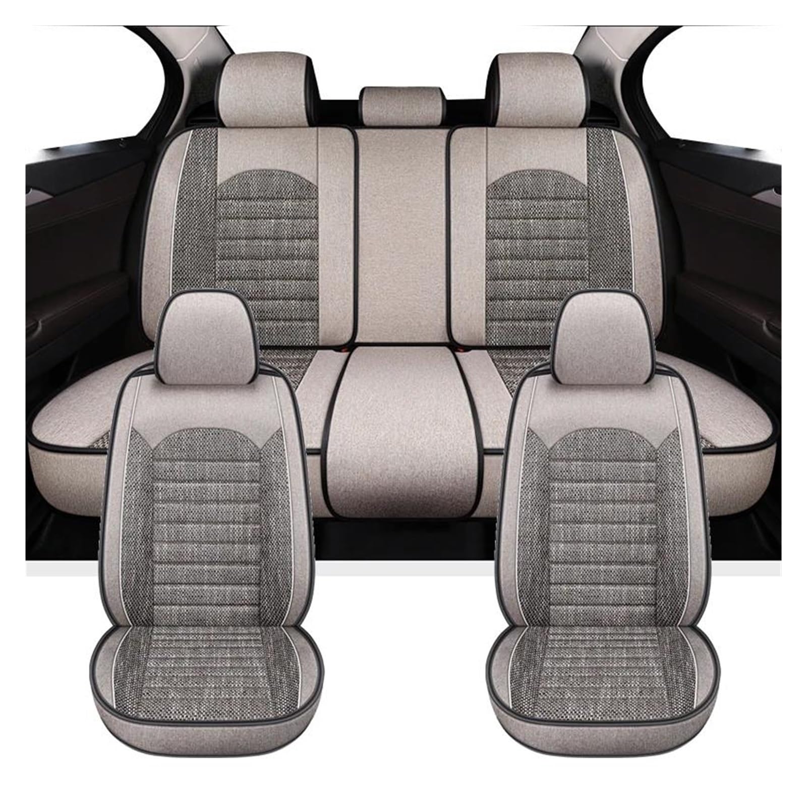 DATOUJLS Für B&MW F31 Serie 3 X1 IX3 E60 E36 E46 F30 E90 E91 Touring X3 E83 F25 F11 Innenausstattung Universal-Autositzbezüge(Komplettset-Beige) von DATOUJLS