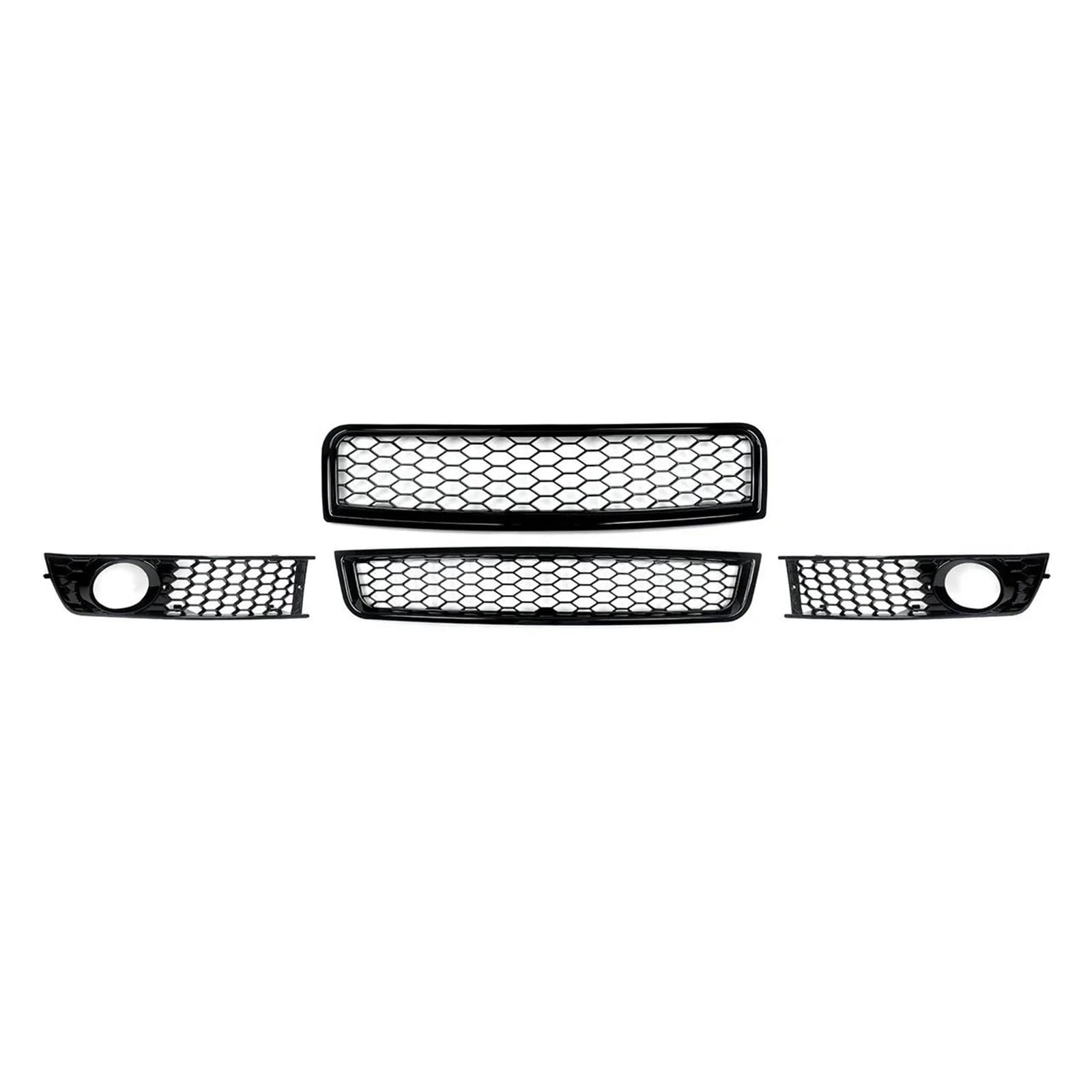 For A4 B6 2002-2005 Black RS Style Front Upper Lower Grill Fog Light Grille Honeycomb Mesh Middle Lower Net von DATOUJLS