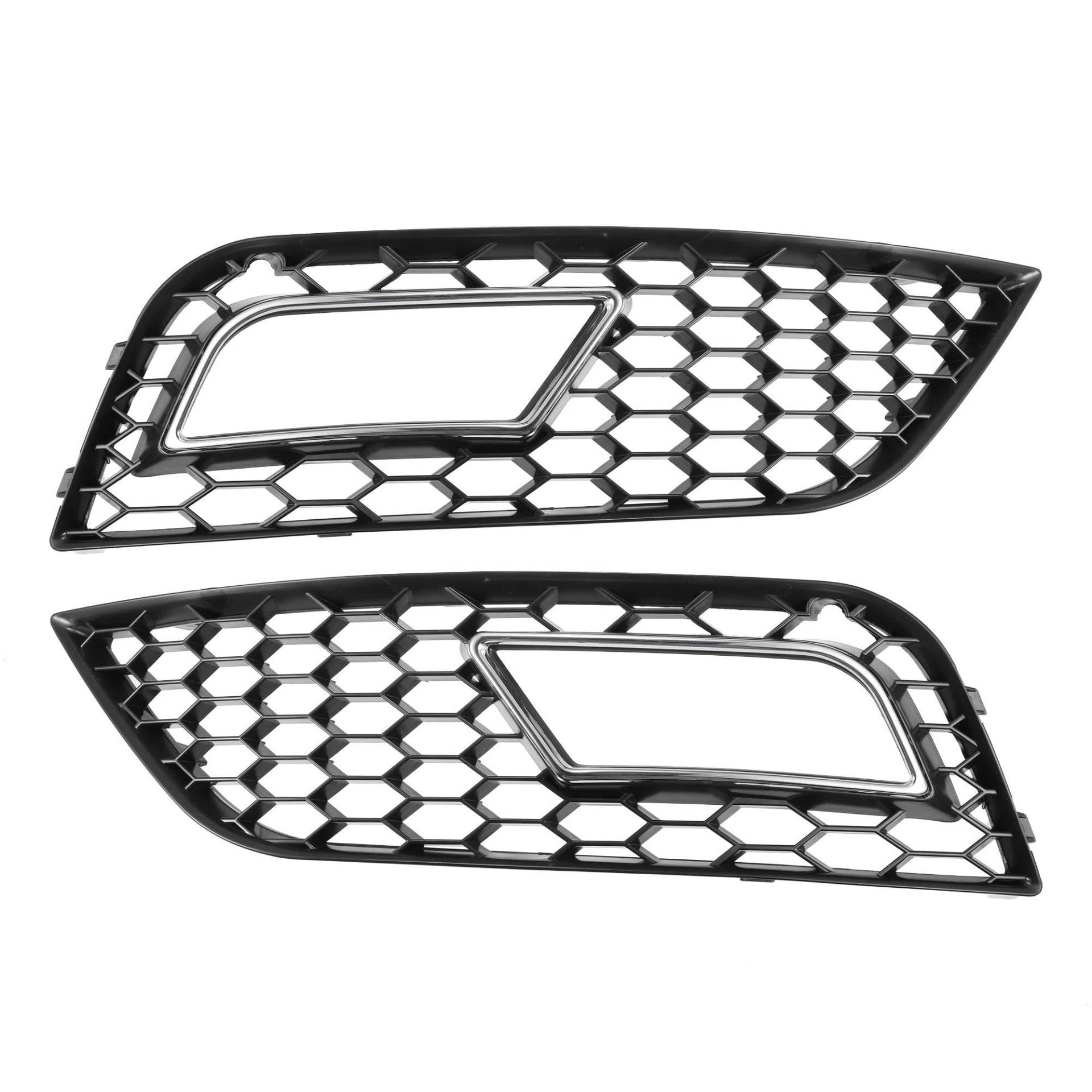 For A4 B8.5 2013 2014 2015 2016 Pair Front Fog Light Mesh Grille Honeycomb Type Grill Cover 8K0807681K 8K0807682K(Schwarzchrom) von DATOUJLS