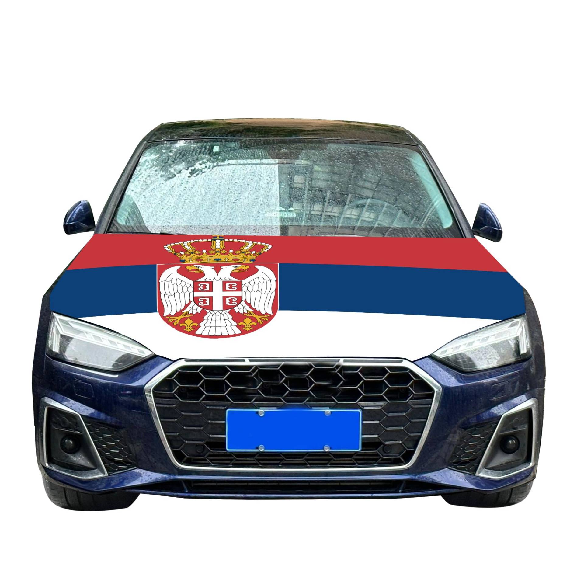 Autohaubenabdeckung mit Serbien-Flagge, 122 x 152 cm, elastische Stoffe, waschbar, für Motorhaube, Banner, Flagge für Dekoration, Veranstaltungsartikel von DAWANMENT