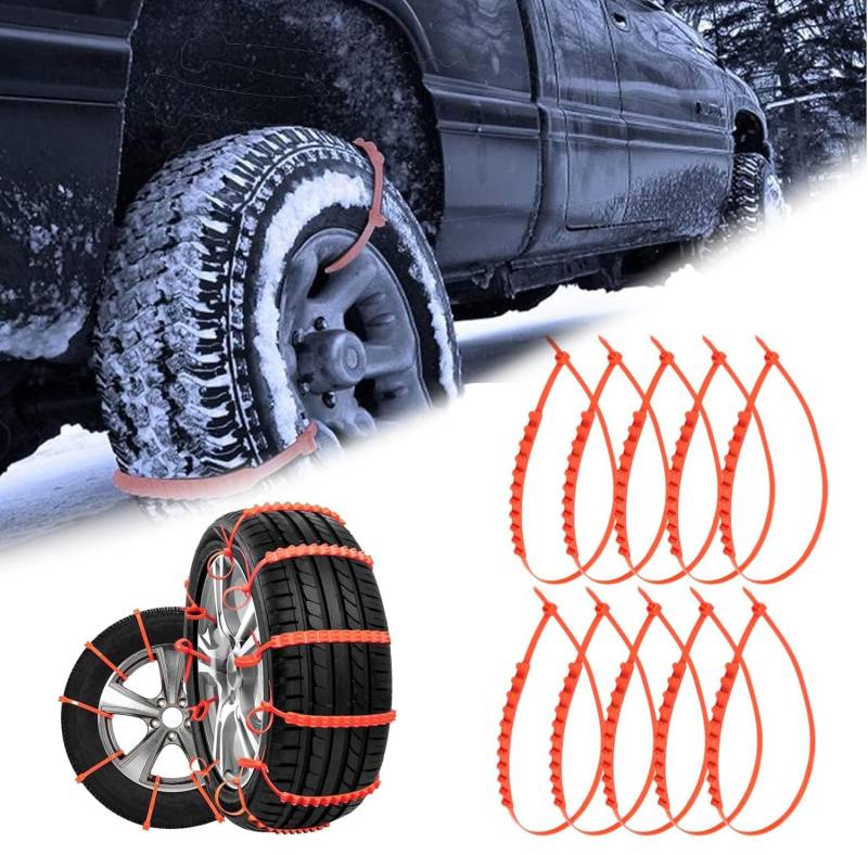 10 Stück Schneeketten Auto für Mercedes Benz GLC C V A B Serie W205 W246 W447 X156 C117 X253 C253, Reifen Anti Schneeketten Snow Chains für Eis, Schnee und matschigen Straßen,A/10Pcs von DAYKET