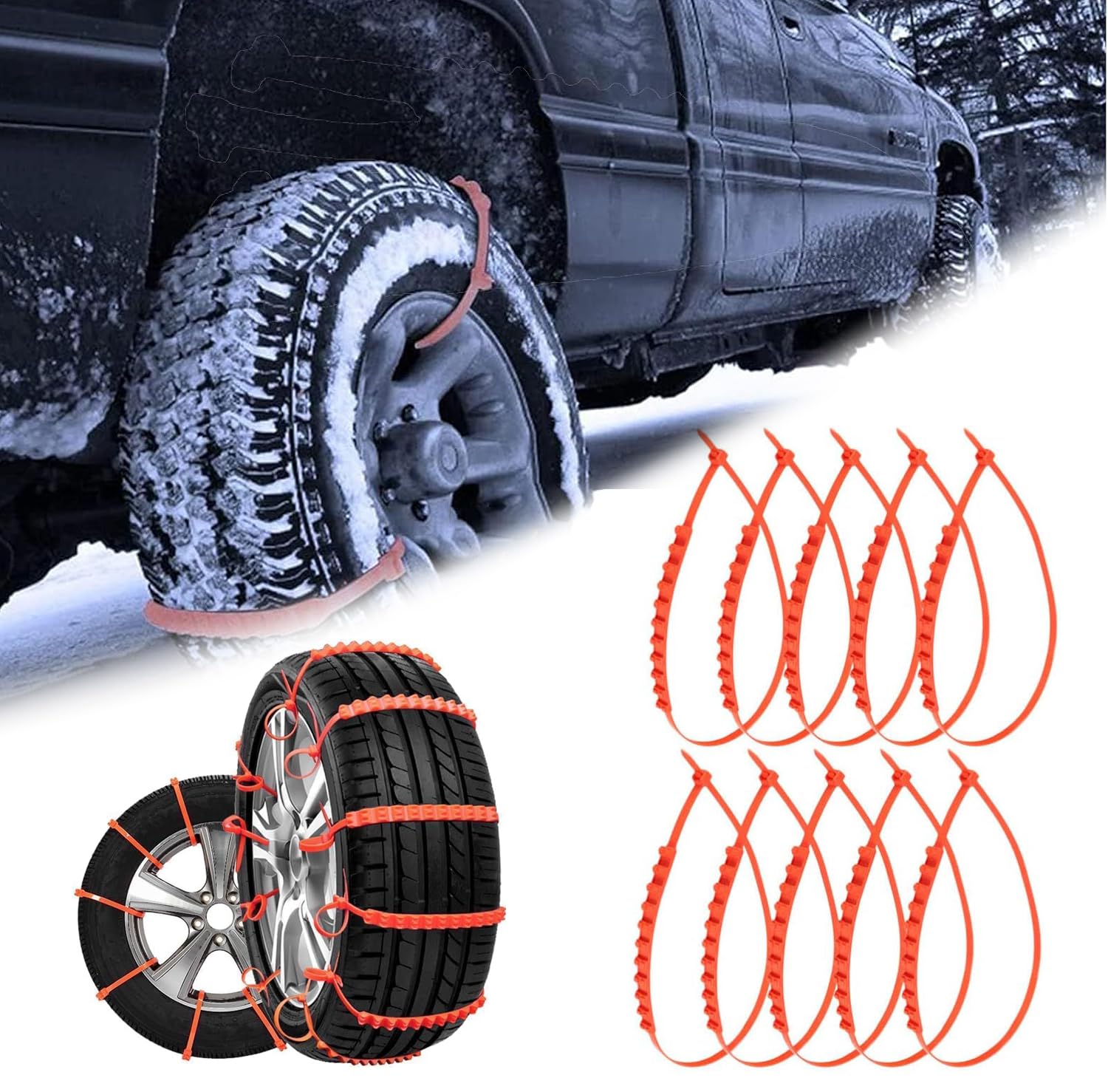 10 Stück Schneeketten Auto für Mercedes Benz GLC C V A B Serie W205 W246 W447 X156 C117 X253 C253, Reifen Anti Schneeketten Snow Chains für Eis, Schnee und matschigen Straßen,B/20Pcs von DAYKET