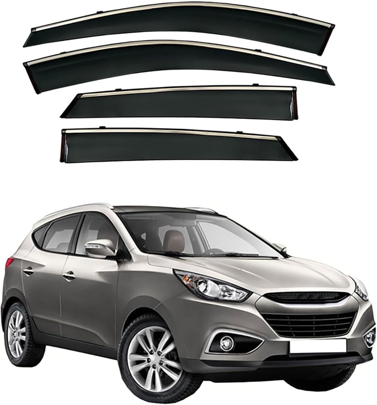 4PCS Auto-Windabweiser, kompatibel mit Hyundai Tucson IX35 MK2/LM 2010-2014, Auto-Seitenfenster-Luftabweiser von DAYKET