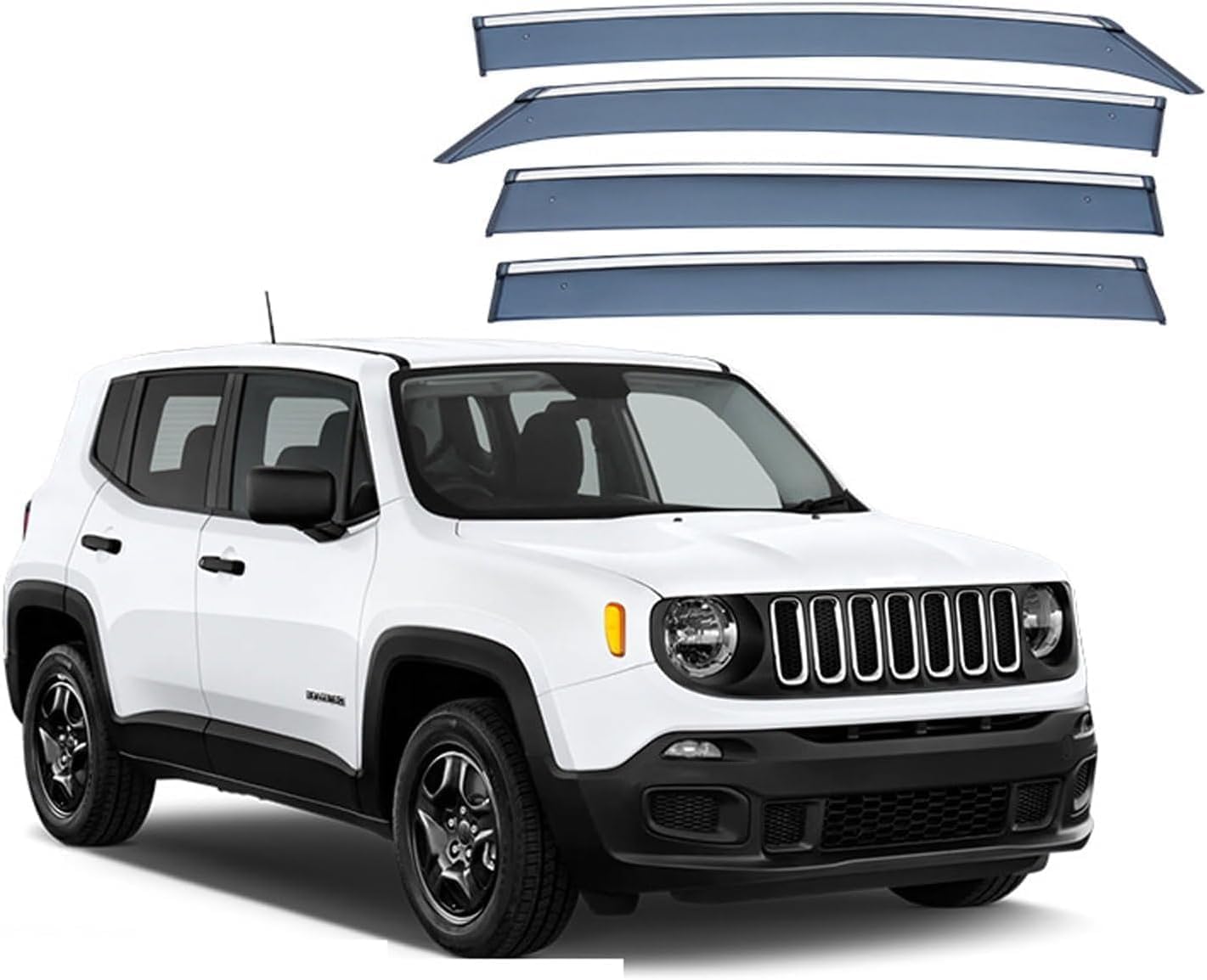 4PCS Auto-Windabweiser, kompatibel mit Jeep Renegade MK1 2016-2024, Auto-Seitenfenster-Luftabweiser von DAYKET