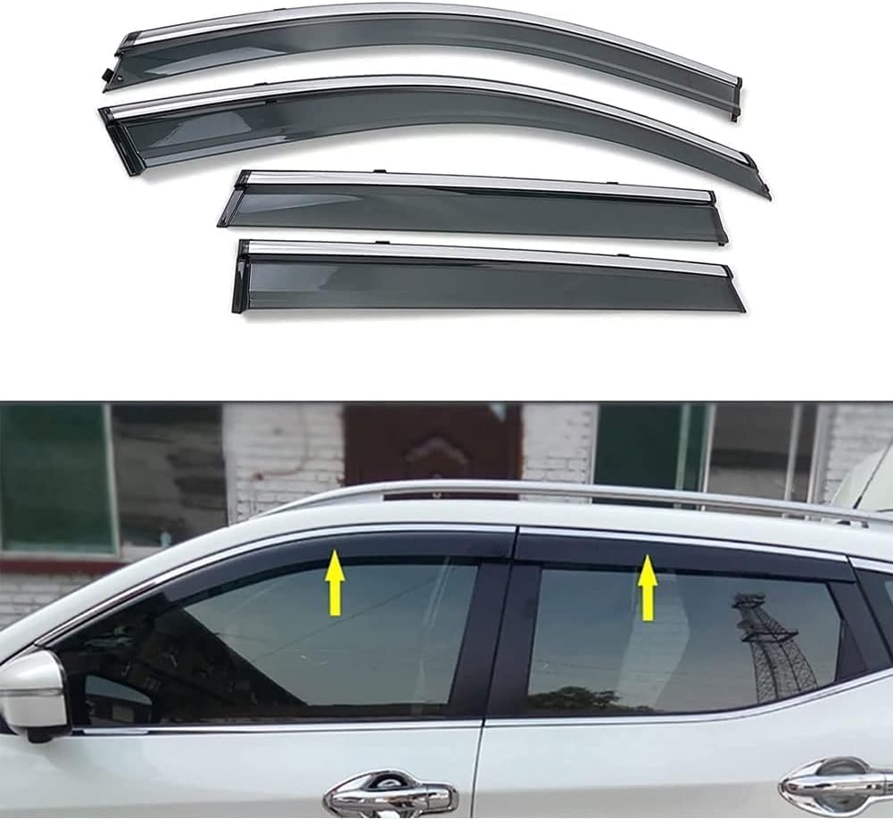 4PCS Auto-Windabweiser, kompatibel mit Qashqai J11 2014-2018, Auto-Seitenfenster-Luftabweiser von DAYKET