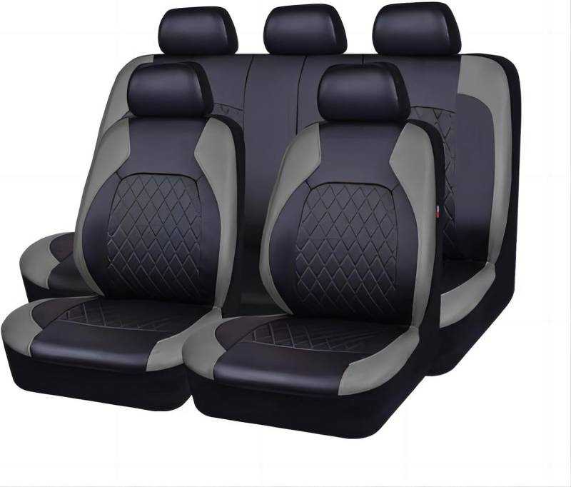 DAYKET Auto-Sitzbezug für Hyundai Staria, 9-teiliges Set Sitzbezug Komplett-Set, wasserdichte Autositzschoner Leder,Grey von DAYKET