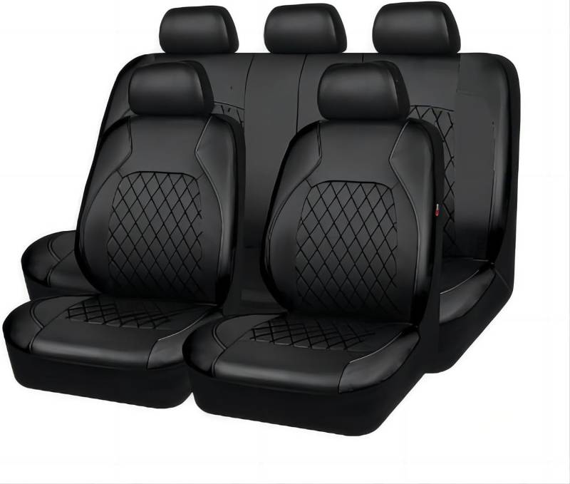 DAYKET Auto-Sitzbezug für Mazda 6 (2002-2007), 9-teiliges Set Sitzbezug Komplett-Set, wasserdichte Autositzschoner Leder,Black von DAYKET