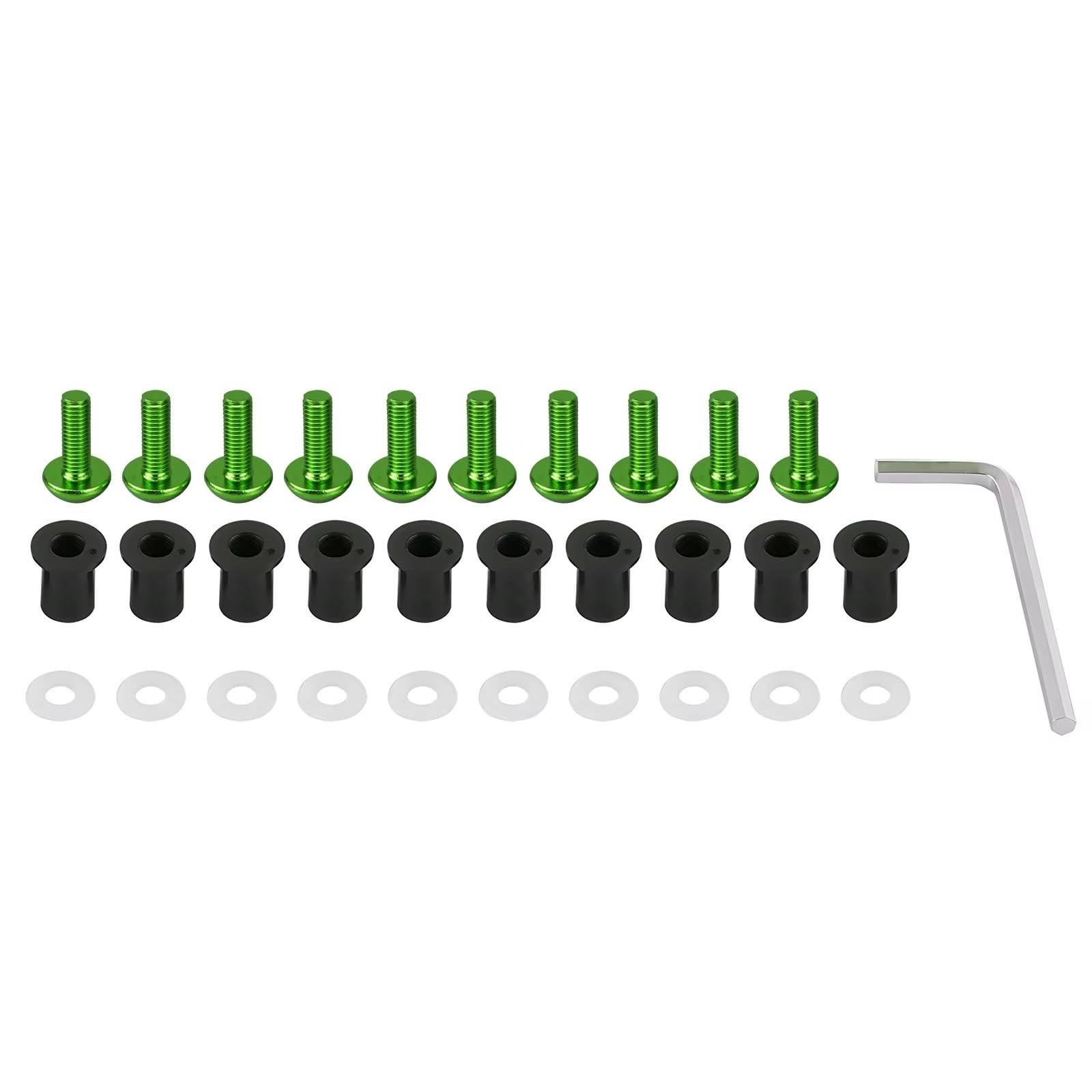 DAYOTIE Kompatibel Mit, 10-teiliges Motorrad-Verkleidungsschrauben-Set, Windschutzscheiben-Muttern, Schrauben-Set, Karosserie-Verkleidungsschrauben Parabrezza Bullone(Green) von DAYOTIE