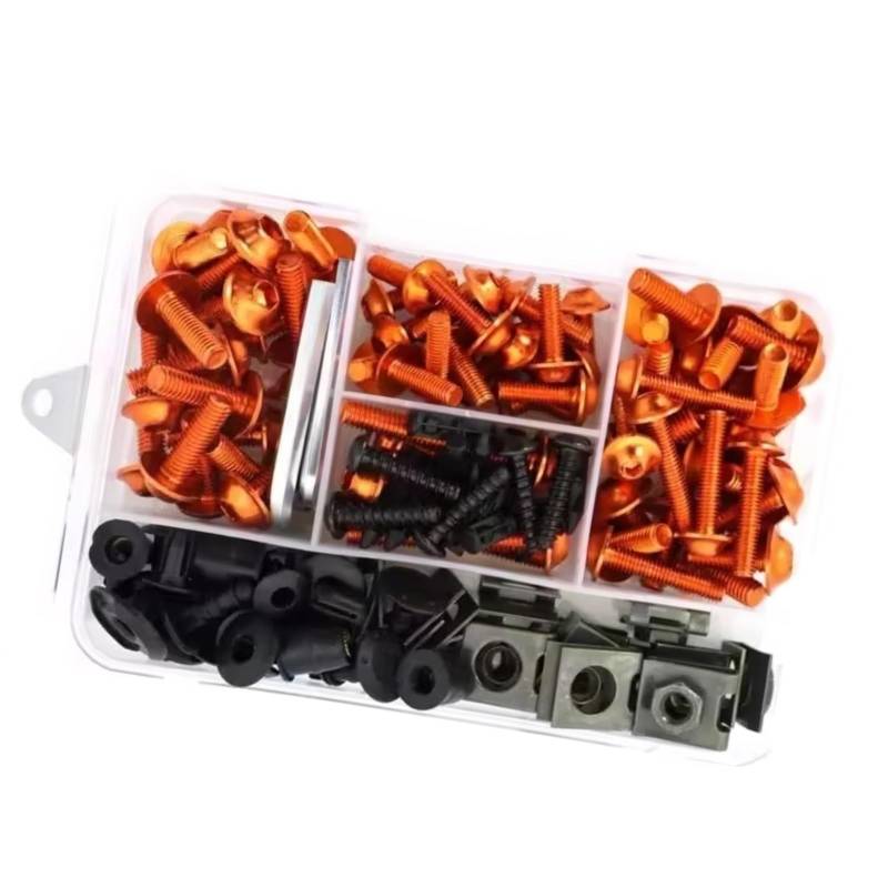 DAYOTIE Kompatibel Mit Für 1000SX Für SX 650 1000 Motorrad-Verkleidungsschrauben-Schrauben-Set, Muttern-Clips, Schrauben Und Muttern-Set Parabrezza Bullone(Orange) von DAYOTIE