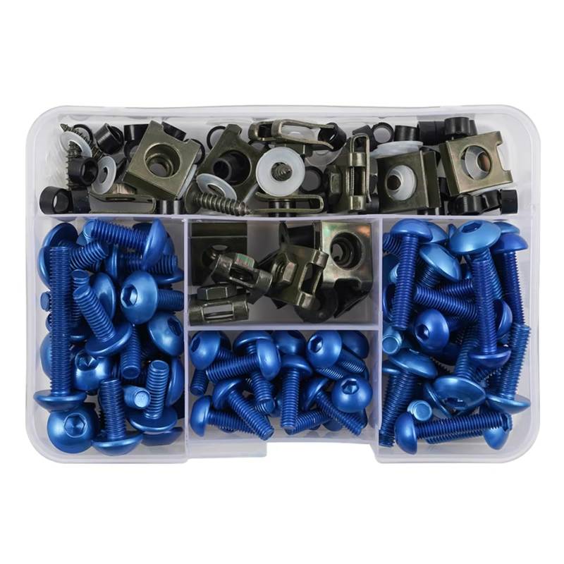 DAYOTIE Kompatibel Mit Suzuki Für GSXR Motorradzubehör Schrauben Und Muttern Set Schrauben Fair Bolt Kit 177PCS Parabrezza Bullone(Blue) von DAYOTIE