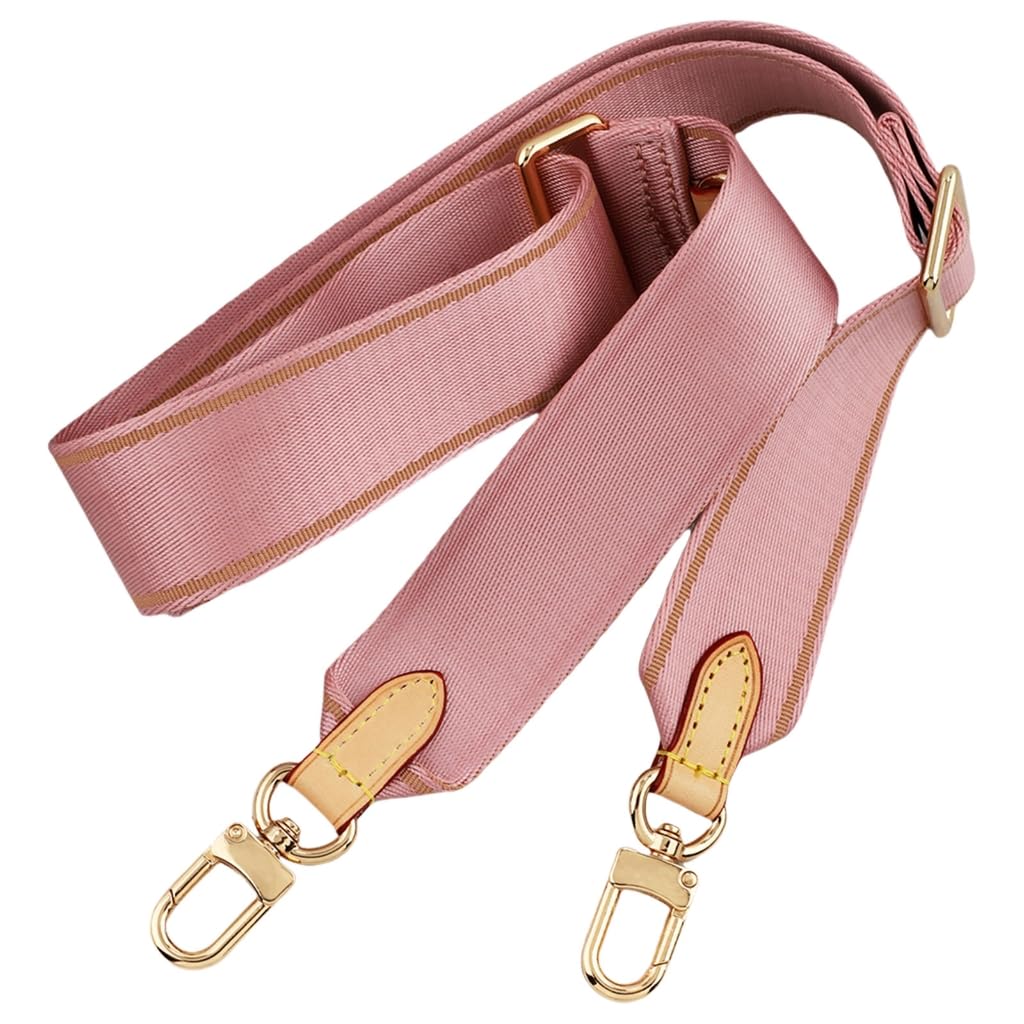 DAYnagh Taschengurt, breiter Ersatz-Schulterriemen für Damen und Herren, 4 cm, verstellbarer breiter Nylon-Schultergurt mit Lederende, 70–110 cm, verstellbar, Rosa von DAYnagh