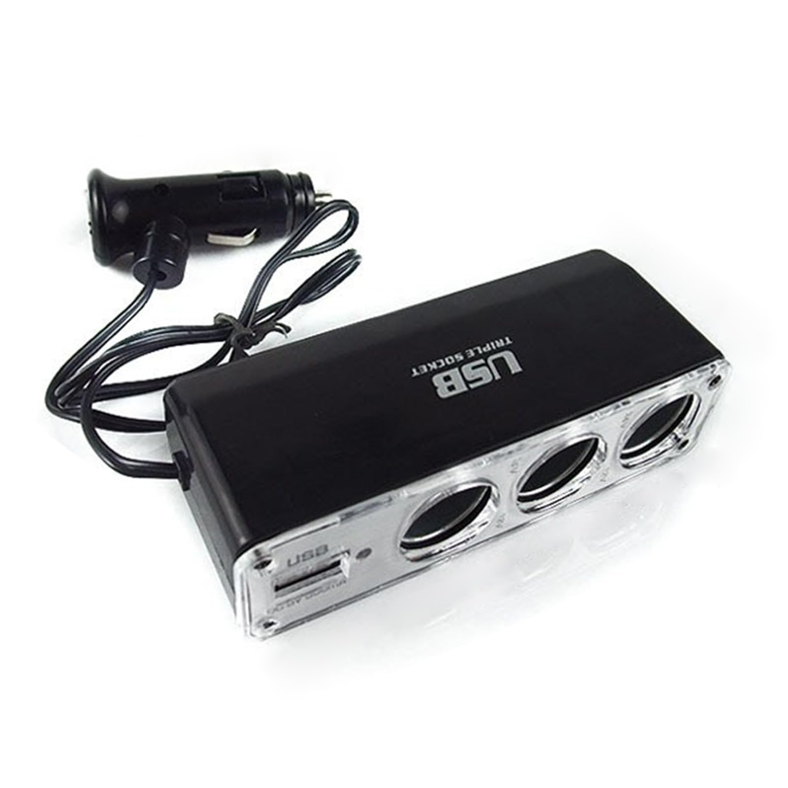 DAYnagh Vielseitiger 3-Wege-Auto-Steckdosenadapter Splitter mit USB-Ladeanschluss-Erweiterung, Ersatz, 12 V/24 V, dreifach von DAYnagh