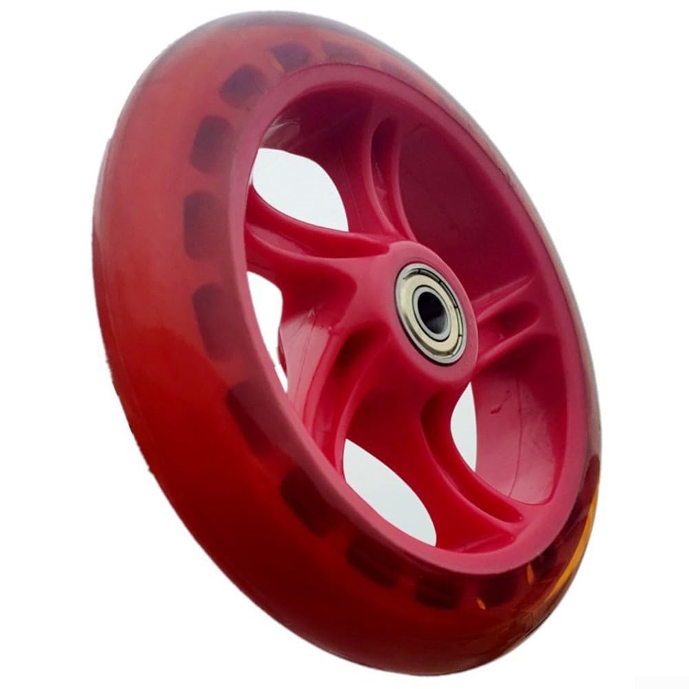 Rollstuhl-Rad mit hoher Elastizität, 15,2 cm (6 Zoll), Vorderräder mit Lager für Rollstuhl, Rot transparent von DAZZLEEX