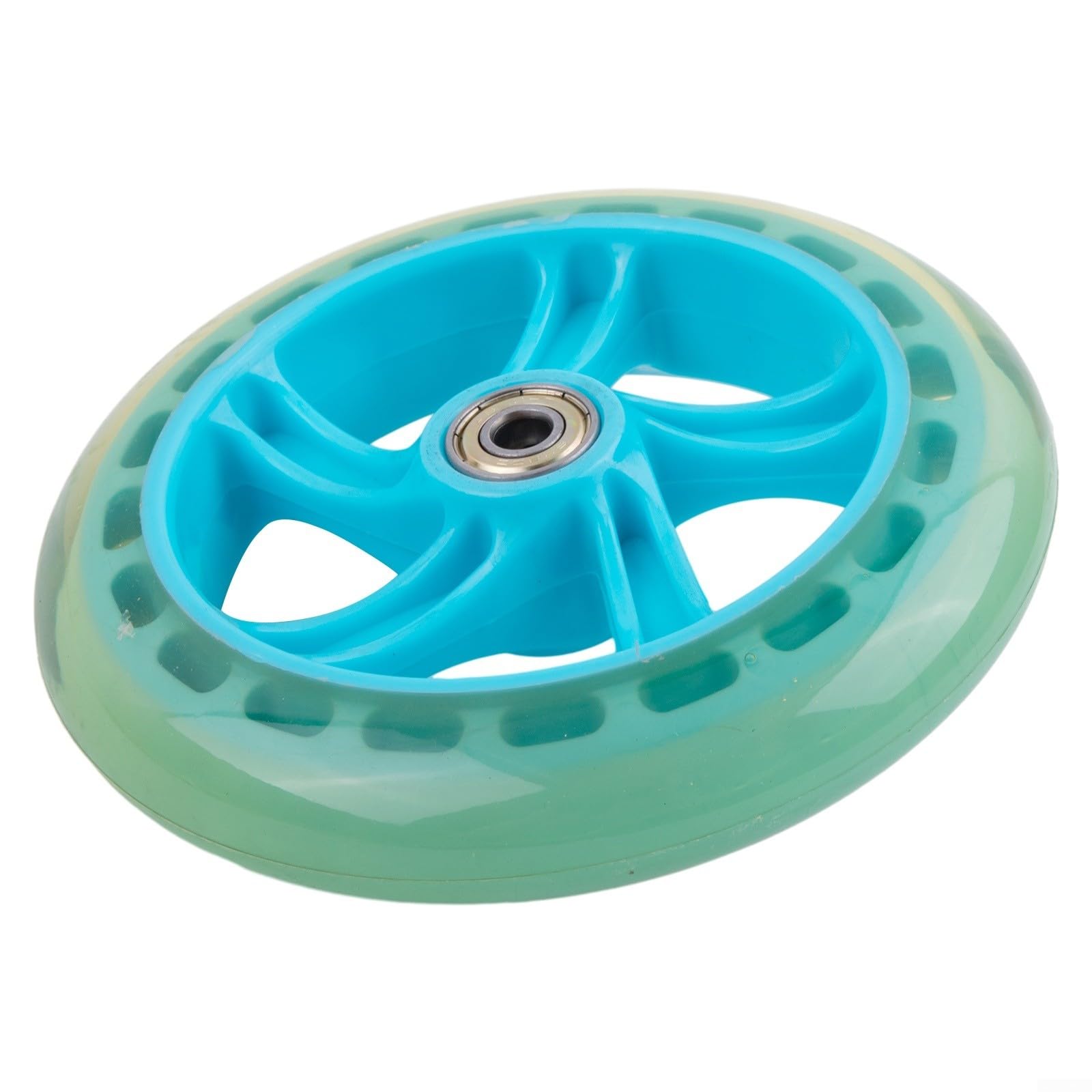 Rollstuhl-Rad mit hoher Elastizität, 15,2 cm (6 Zoll), Vorderräder mit Lager für Rollstuhl, blau transparent von DAZZLEEX