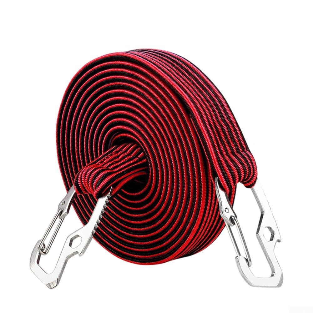 Strapazierfähige elastische Gurte, zuverlässige 2 m lange Bungee-Seile für sicheren Transport von Waren (rot, 3 m) von DAZZLEEX