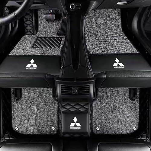 Auto FußMatten für Mitsubishi Space Star 2019-2023, Automatten Set mit Logo Emblem Autoteppich wasserdichte rutschfeste Leder Bodenmatte Teppiche Auto Zubehör,1-C von DAliusha