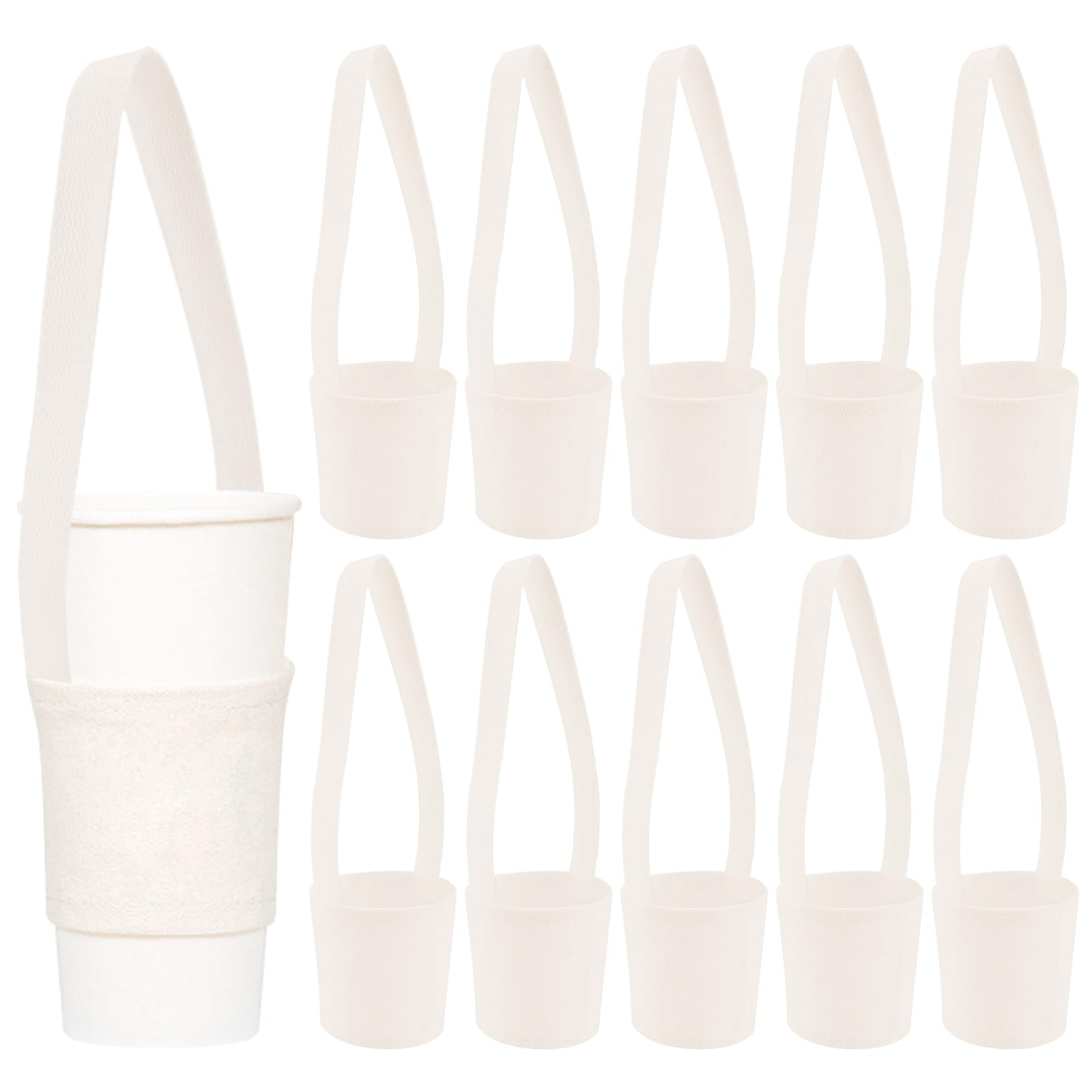 DBAILY Cupholder 10 PCS Getränkehalter Umhängeband Getränkehalter für Kaffeetassen und Flasche umhängen verstellbarem Cup Holder für Thermobecher Kaffee und Trinkflaschen (Weiß) von DBAILY