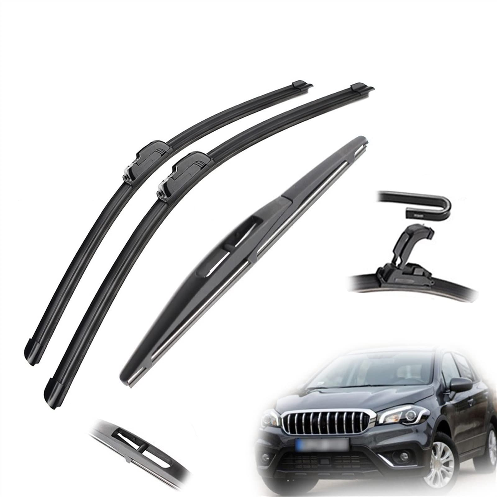 , Für Suzuki SX4, Für S-Cross 2006-2020 Vorne Hinten Scheibenwischerblätter Bürsten Cutter Zubehör JU Hook 2006 2007 2008 2009 2010 2011 2012 (Größe: Einheitsgröße) von DBAOXIN