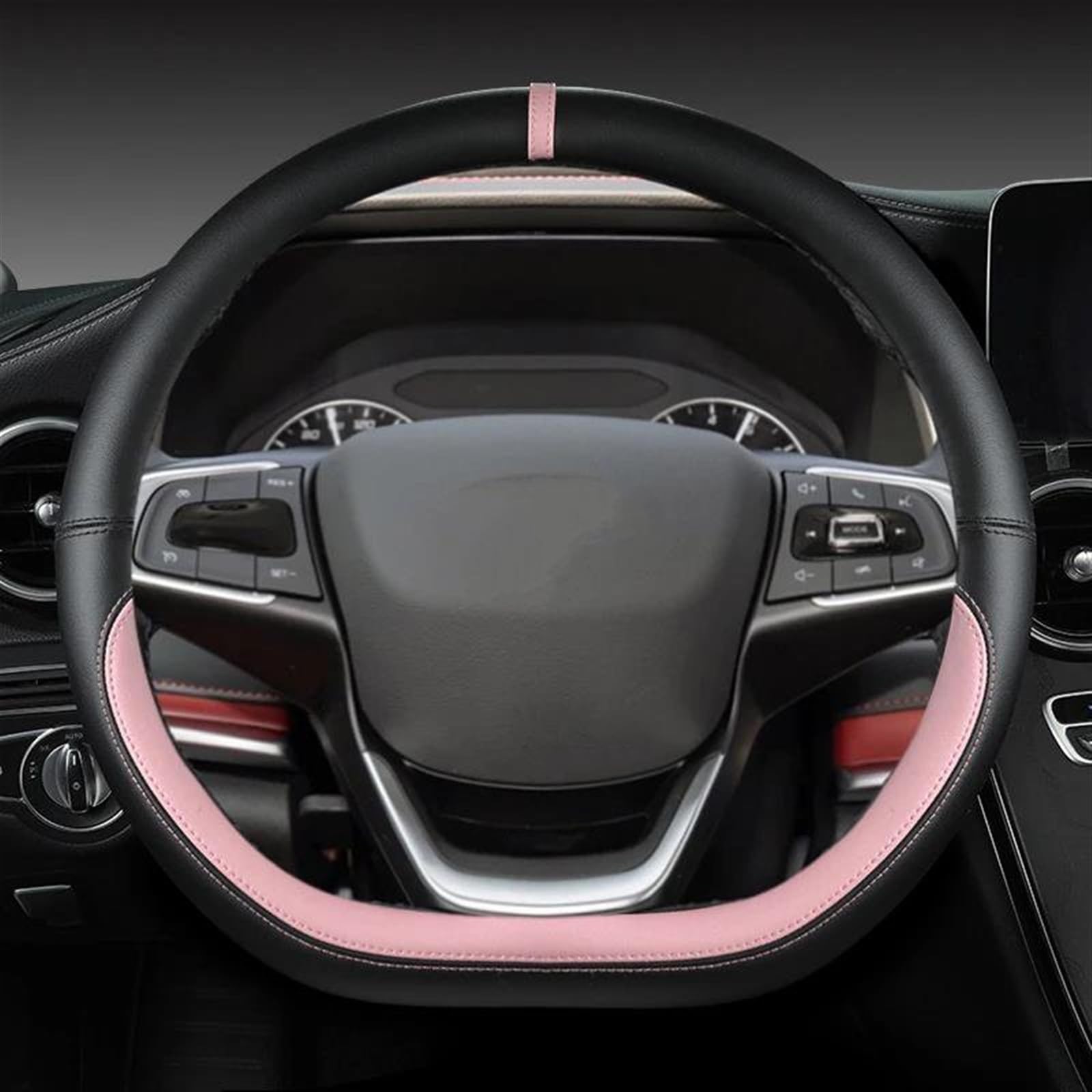 Lenkradhülle Auto Zubehör PU 38 cm Für Chery Für Tiggo 8 Für Arrizo 5 Für Pro Für Gx Für 5X Für EQ7 Für Tiggo 7 Für Pro Auto Lenkrad Abdeckung Lenkradschoner(PINK D Shape) von DBBPVPLFC