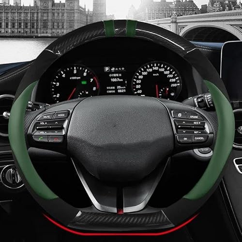 Lenkradhülle D Form Carbon Faser PU Für Hyundai Für Sonata 9 2015 2016 2017 (3-Speichen) Für Elantra 2015-2019 Auto Lenkrad Abdeckung Lenkradschoner(Green) von DBBPVPLFC