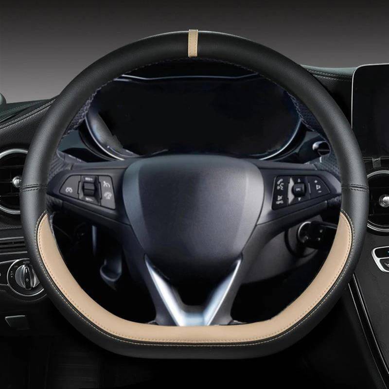 Lenkradhülle D Form Leder Auto Lenkrad Abdeckung Für Opel Für Astra Für Corsa Für Combo Für Mokka Für Grandland X Für Insignia Für CT Lenkradschoner(Beige) von DBBPVPLFC