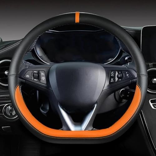 Lenkradhülle D Form Leder Auto Lenkrad Abdeckung Für Opel Für Astra Für Corsa Für Combo Für Mokka Für Grandland X Für Insignia Für CT Lenkradschoner(Orange) von DBBPVPLFC