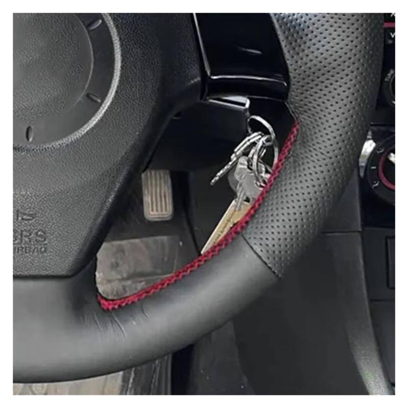 Lenkradhülle Für Mazda 3 Für Axela Für Mazda 5 Für Mazda6 Für Atenza 2004 2005 2006 2007 2008 Autozubehör Autolenkradabdeckung Lenkradschoner(Red Thread) von DBBPVPLFC