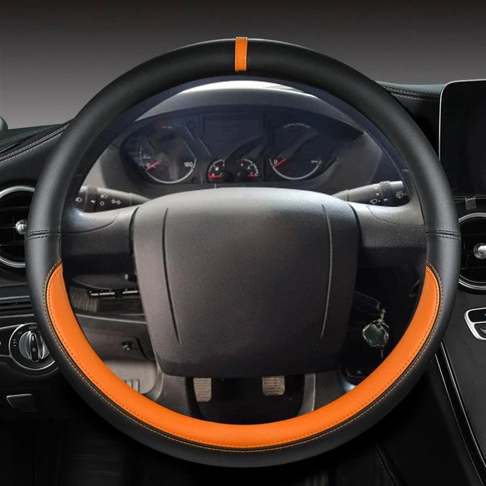 Lenkradhülle Mikrofaser Leder Auto Zubehör Für Citroen Für Jumper Für Relais Für Ram Für Promaster Auto Lenkrad Abdeckung Lenkradschoner(Orange) von DBBPVPLFC