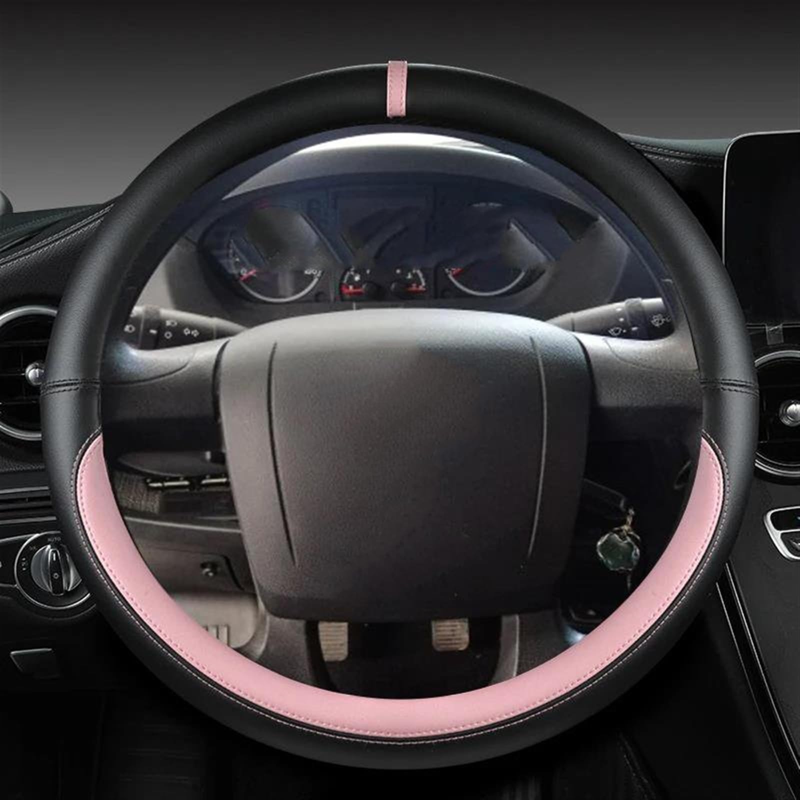 Lenkradhülle Mikrofaser Leder Auto Zubehör Für Citroen Für Jumper Für Relais Für Ram Für Promaster Auto Lenkrad Abdeckung Lenkradschoner(Pink) von DBBPVPLFC