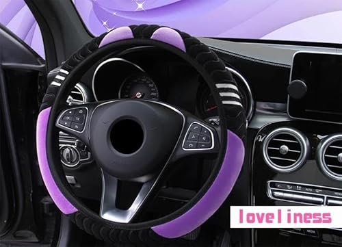 Lenkradhülle Plüsch-Auto 38 cm Elastisch Warm rutschfest Radabdeckung Auto-Lenkradabdeckung Kleines Monster Styling Autozubehör Für Frauen Lenkradschoner(Purple) von DBBPVPLFC