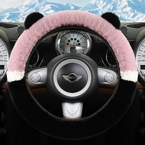 Lenkradhülle Winter Warm Cartoon Frostschutz Niedlicher Auto Panda Plüsch Elastisch Ohne Innenring Auto Lenkradbezug Lenkradschoner(Jujube red) von DBBPVPLFC