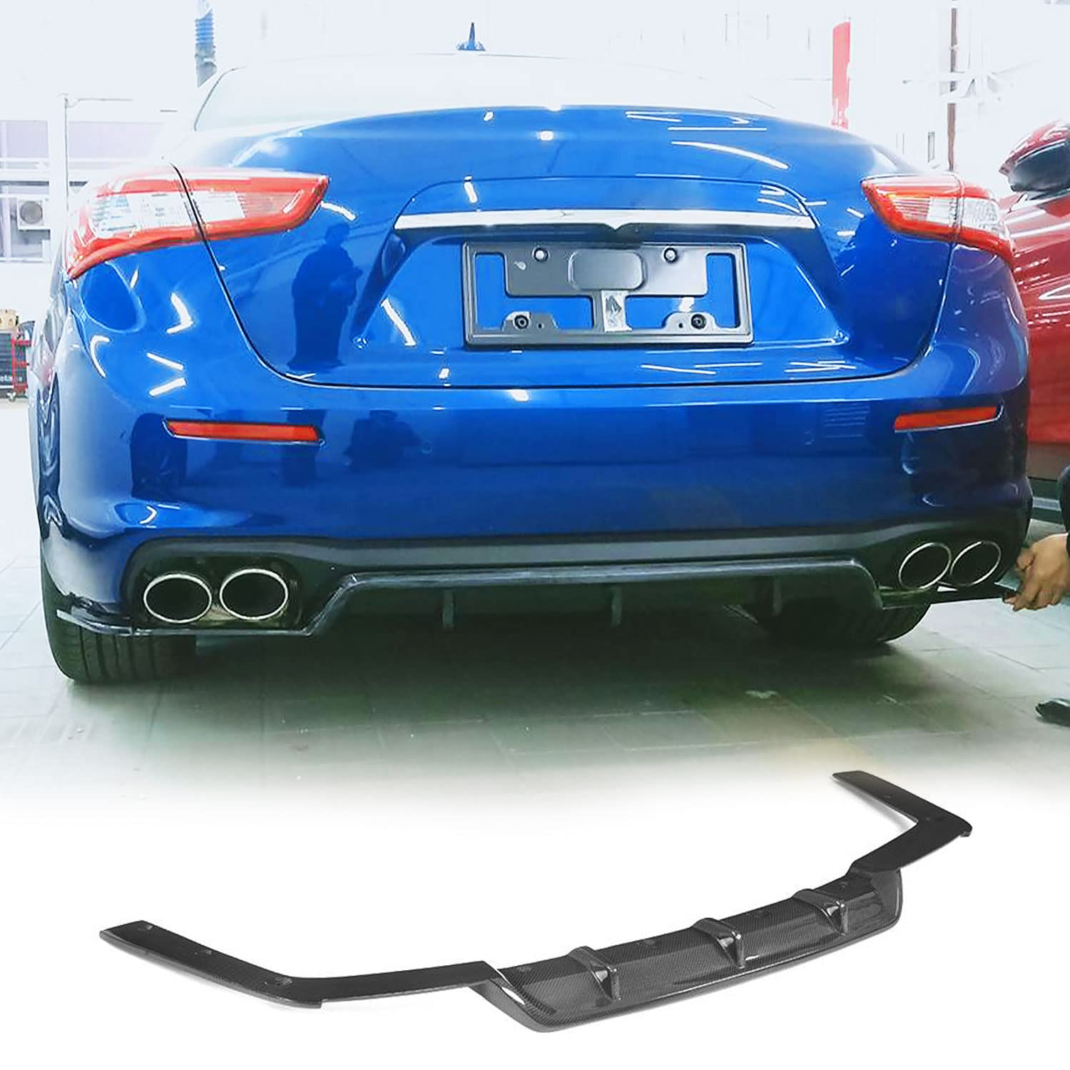 Heckdiffusor Passend für Maserati Ghibli Basis-Limousine 2018-2019 Teile Kohlefaser Unterer Stoßfänger Diffusor Spoiler Karosserie Kits Werksverkauf von DBERFSF