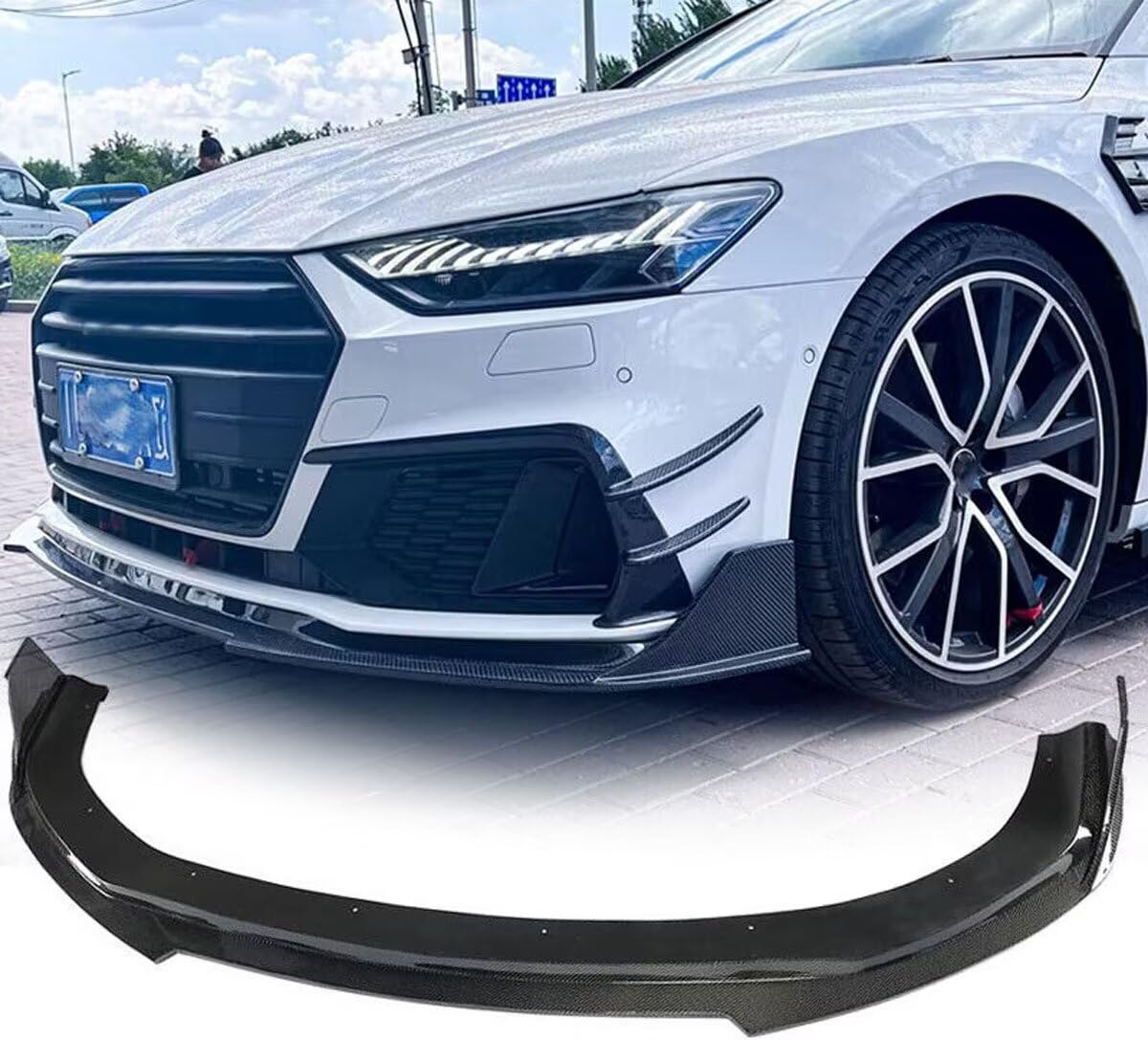 Kohlefaser Vordere Stoßfängerlippe Passend für Audi A7 S line S7 Limousine 2019 2020 Teile Kinnspoiler Frontschürze Splitterschutz Karosserie Kits Werksverkauf von DBERFSF
