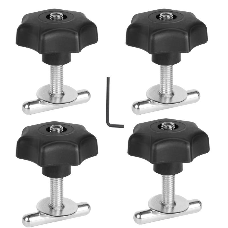 DBREAKS 4PCS T-nut Adapter Nutensteine, T5/T6 Edelstahl Befestigungsschrauben Rastschiene, T-Nut-Klemmschraube mit Pflaumenbaum Mutter und Unterlegscheibe, Befestigungen Ladungssicherung von DBREAKS