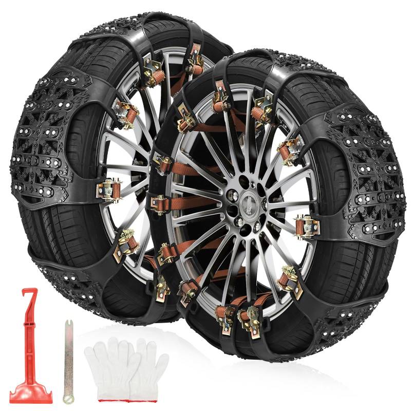 DBREAKS Schneeketten, 6 Stück Reifenketten, Universal 165-265MM Auto Notfall-Schneereifenketten, Snow Chains Cars, Autokette Sicherheitsketten,Anfahrhilfe Schneeketten für die Meisten SUV&LKW(Schwarz) von DBREAKS