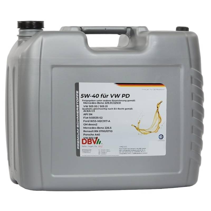 5W/40 synthetisch für VW PDI (Pumpe-Düse) 20-Liter-Kanister von DBV