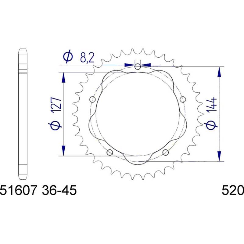 Alu-Kettenrad AFAM 520-41Z für PCD (Gun Metal) von DC Afam NV